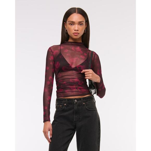 Abercrombie & Fitch Tops - Abercrombie & Fitch The A&F Paloma Long-Sleeve Mesh Top - Size M